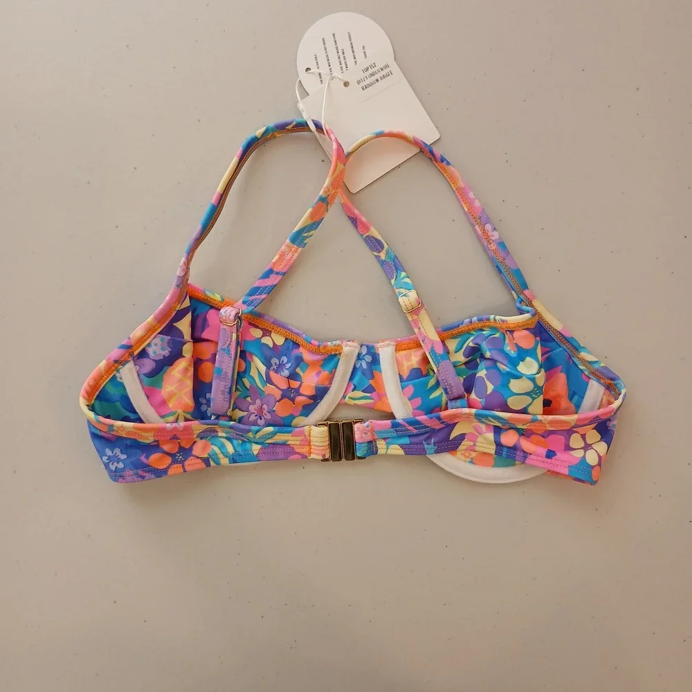 NWT Kulani Kinis Bikini Set Womens S Multicolor Floral Triangle Two Piece Swim